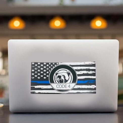 7 PCS Thin Blue Line Sticker - Code/4, Thin Line Flag Car Decal, Police Support Stickers - American Flag Thin Blue Line Decal for Cars, Trucks, Windows, Laptops in Saudi Arabia