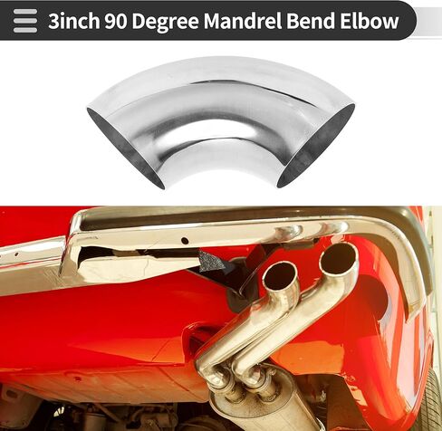 Motoforti 90 Degree Mandrel Bend Elbow Car Modified Exhaust Pipe Tubing Piping 3" Inch OD Thickness 1.2mm/18GA 76x185x1.2mm 201 Stainless Steel Silver Tone in Saudi Arabia