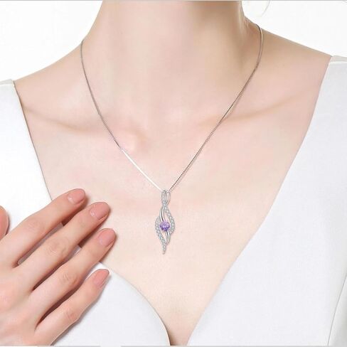 Women Infinity Necklace 925 Sterling Silver Twist Birthstone Pendant with Chain 5A Cubic Zirconia Jewelry in Kuwait