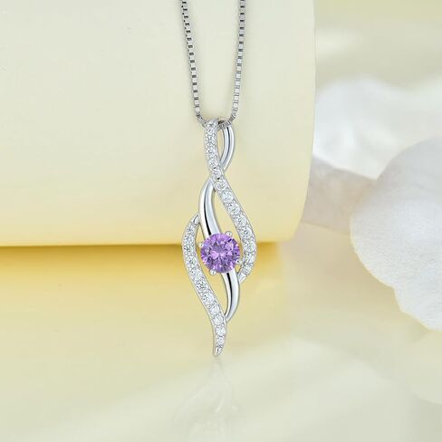 Women Infinity Necklace 925 Sterling Silver Twist Birthstone Pendant with Chain 5A Cubic Zirconia Jewelry in Kuwait