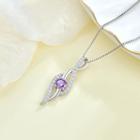 Women Infinity Necklace 925 Sterling Silver Twist Birthstone Pendant with Chain 5A Cubic Zirconia Jewelry in Kuwait