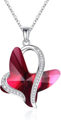 Iefil Birthstone Necklaces for Women - 925 Sterling Silver Butterfly Birthstone Necklace for Women | Anniversary Birthday Gifts | Women Jewelry | Jewelry Gifts for Wife Mom in Saudi Arabia