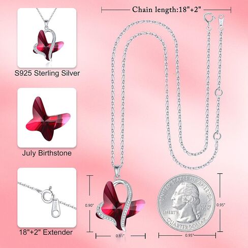 Iefil Birthstone Necklaces for Women - 925 Sterling Silver Butterfly Birthstone Necklace for Women | Anniversary Birthday Gifts | Women Jewelry | Jewelry Gifts for Wife Mom in Saudi Arabia