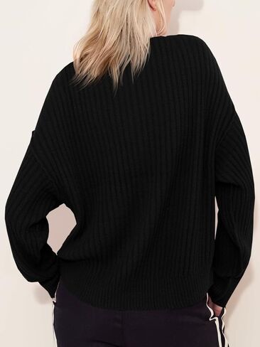 Saodimallsu Womens Henley Sweater Tops Fall Button Crew Neck Long Sleeve Trendy Loose Ribbed Knit Pullover Sweaters in Saudi Arabia