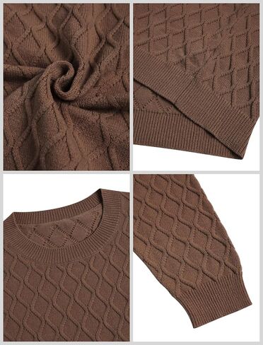 ZAFUL Women's Cable Knit Sweaters Trendy Fall Crewneck Long Sleeve Casual Loose Jumper Pullover Oversized Sweater Tops 2025 in Saudi Arabia