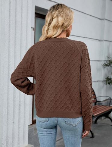 ZAFUL Women's Cable Knit Sweaters Trendy Fall Crewneck Long Sleeve Casual Loose Jumper Pullover Oversized Sweater Tops 2025 in Saudi Arabia