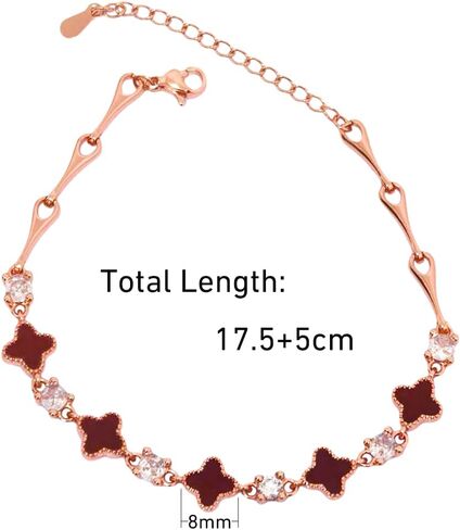 S925 Silver 14k Rose Gold Plated Clover Lucky Bracelet للنساء الأخضر/الأسود/الأبيض/الأحمر زهرة أربع أوراق أأس أساور ارتباط عصرية هدايا للمجوهرات للنساء in Saudi Arabia