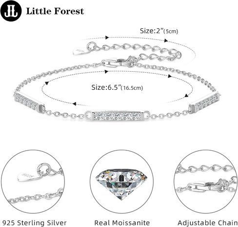 Moissanite Bracelet for Women, 925 Sterling Silver Dainty Station Link Bracelets Stylish Jewelry with GRA Certificate in Saudi Arabia