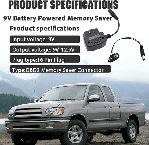 16pin OBD2 الذاكرة Saver AC/9V مركبة البطارية تناسب جميع واجهة OBD LL 16 دبوس ، و OBD II موصل الذاكرة توفير لاستبدال بطارية السيارة/قطع الاتصال/الإعدادات القصير in Saudi Arabia