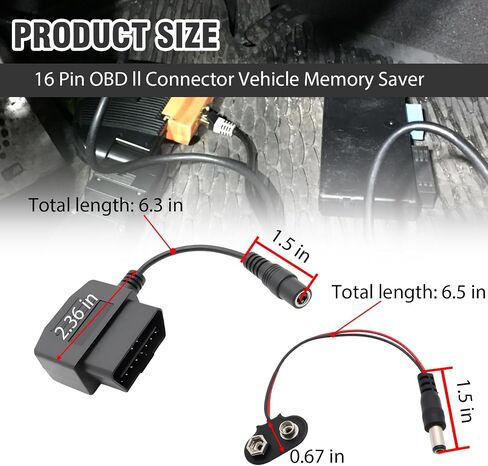 16pin OBD2 الذاكرة Saver AC/9V مركبة البطارية تناسب جميع واجهة OBD LL 16 دبوس ، و OBD II موصل الذاكرة توفير لاستبدال بطارية السيارة/قطع الاتصال/الإعدادات القصير in Saudi Arabia