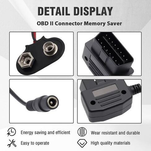 16pin OBD2 الذاكرة Saver AC/9V مركبة البطارية تناسب جميع واجهة OBD LL 16 دبوس ، و OBD II موصل الذاكرة توفير لاستبدال بطارية السيارة/قطع الاتصال/الإعدادات القصير in Saudi Arabia