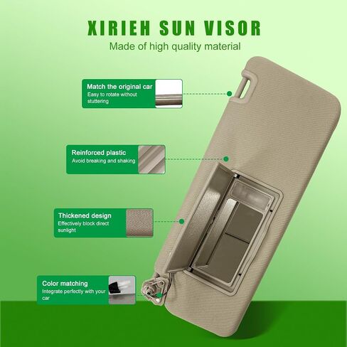 Sun Visor Fit for Nissan Titan 2017 2018 2019 2020 2021 2022 2023 2024 Replace 96401-EZ10 with Vanity Light/with Makeup Mirror (Beige (Left Driver Side)) in Kuwait
