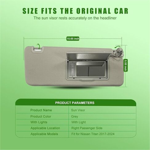 Sun Visor Fit for Nissan Titan 2017 2018 2019 2020 2021 2022 2023 2024 Replace 96401-EZ10 with Vanity Light/with Makeup Mirror (Beige (Left Driver Side)) in Kuwait