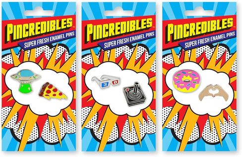 فقط للضحك Pincredibles دبابيس المينا 6 حزم (UFO ، شريحة البيتزا ، عصا التحكم ، النظارات ثلاثية الأبعاد ، دونات ، أيدي الحب) in Kuwait