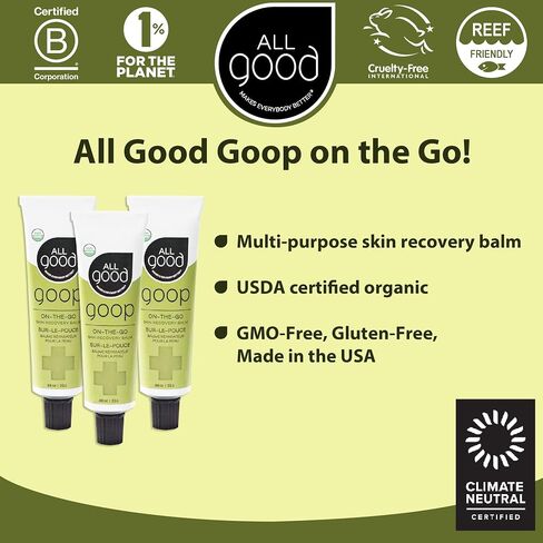 All Good Goop on the Go - Chafing Cream, Dry Skin Salve, Cracking Lip Moisturizer - Soothes, Hydrates & Calms - Travel Size Recovery Balm 1oz (3-pack) in Kuwait