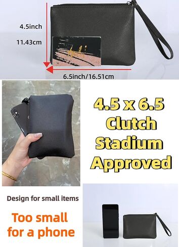 2 Pack Small Zipper Pouch Mini Makeup Bag for Purse Lipstick Cosmetic Travel Make Up Organizer for Women Essentials, Car Change Coin Holder 4.5 x 6.5 Clutch Stadium Approved Wristlet, Black in Saudi Arabia