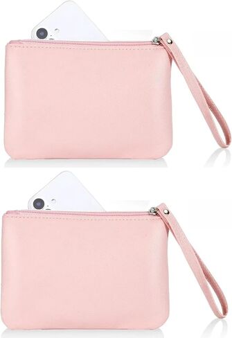 2 Pack Small Zipper Pouch Mini Makeup Bag for Purse Lipstick Cosmetic Travel Make Up Organizer for Women Essentials, Car Change Coin Holder 4.5 x 6.5 Clutch Stadium Approved Wristlet, Black in Saudi Arabia