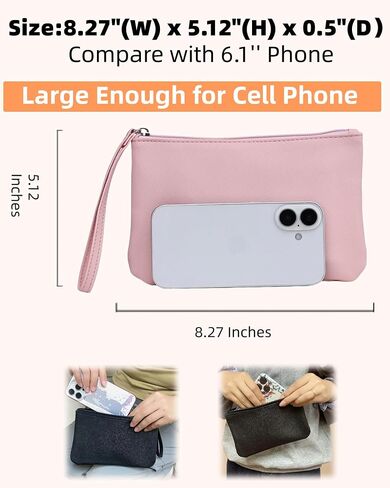 2 Pack Small Zipper Pouch Mini Makeup Bag for Purse Lipstick Cosmetic Travel Make Up Organizer for Women Essentials, Car Change Coin Holder 4.5 x 6.5 Clutch Stadium Approved Wristlet, Black in Saudi Arabia