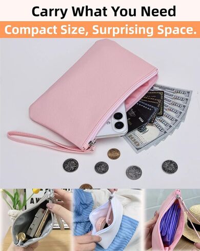 2 Pack Small Zipper Pouch Mini Makeup Bag for Purse Lipstick Cosmetic Travel Make Up Organizer for Women Essentials, Car Change Coin Holder 4.5 x 6.5 Clutch Stadium Approved Wristlet, Black in Saudi Arabia