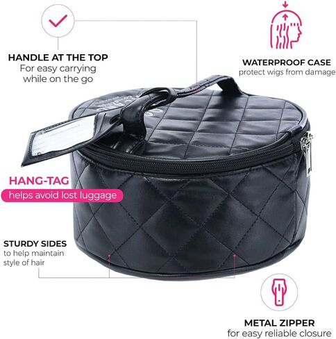 Milano Collection Premium Wig Travel Box or Makeup Case Compact & Durable in Black in Kuwait