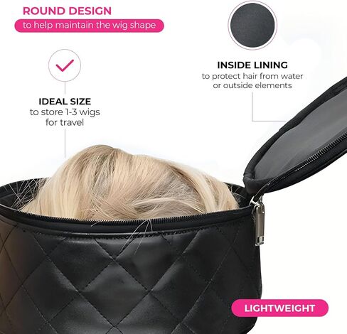 Milano Collection Premium Wig Travel Box or Makeup Case Compact & Durable in Black in Kuwait