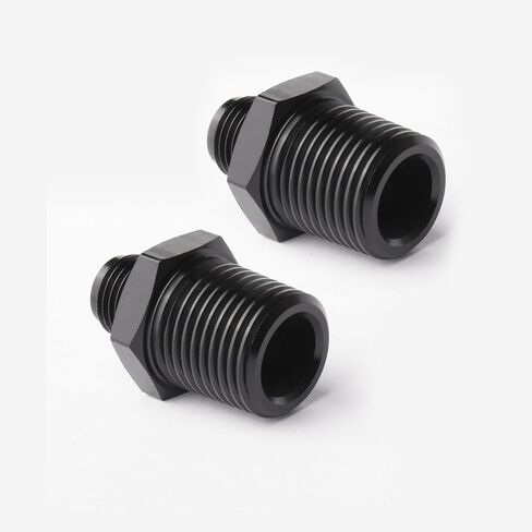 6AN Male to 1/2" NPT Adapter - Aluminum Straight Black Fitting (2-Pack) (AN6 TO 1/2NPT) in Saudi Arabia