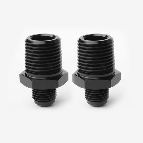 6AN Male to 1/2" NPT Adapter - Aluminum Straight Black Fitting (2-Pack) (AN6 TO 1/2NPT) in Saudi Arabia