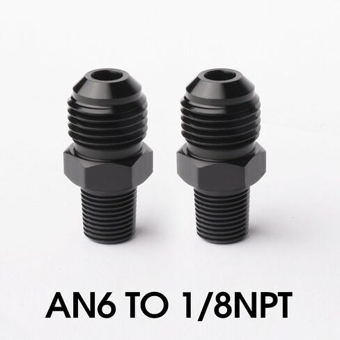 6an ذكر إلى 1/2 "محول NPT - الألومنيوم الأسود المباشر (2 عبوة) (AN6 إلى 1/2NPT) in Kuwait