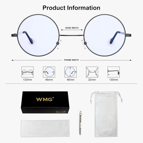 WMG Round Blue Light Blocking Glasses - Retro Circle Computer Eyeglasses Anti Blue Light Lens in Saudi Arabia
