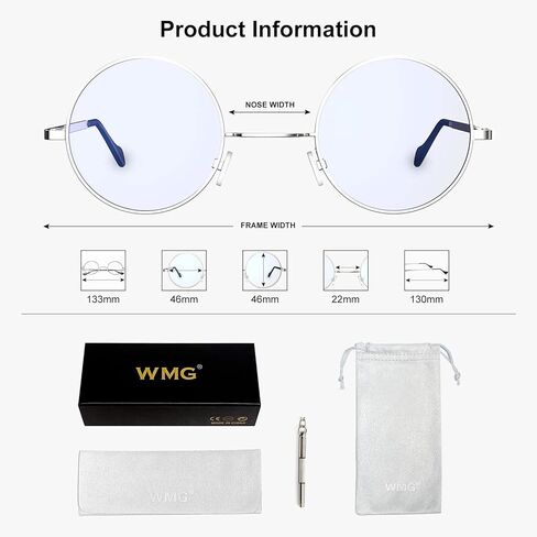 WMG Round Blue Light Blocking Glasses - Retro Circle Computer Eyeglasses Anti Blue Light Lens in Kuwait