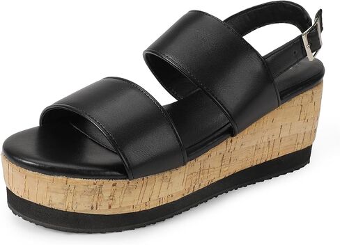 IDIFU Wedge Sandals for Women Slingback Elastic Strap with Adjustable Metal Buckle Comfortable Summer Platform Sandal Shoes in Saudi Arabia