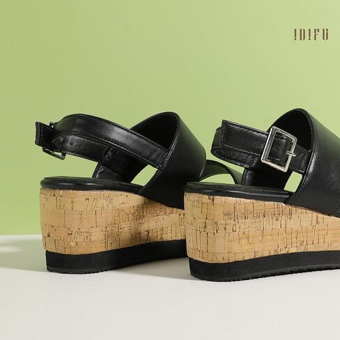 IDIFU Wedge Sandals for Women Slingback Elastic Strap with Adjustable Metal Buckle Comfortable Summer Platform Sandal Shoes in Saudi Arabia
