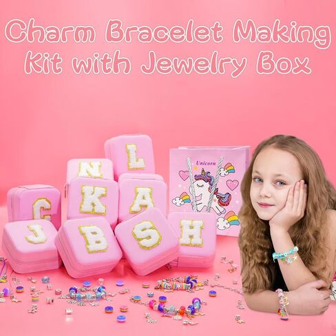 مجموعة Surehome Charm Bracelet Make For Girls 8-12 ، Art & Crafts for Ages 6-8 Kids Make Jewelry Make With Box Orial Perfect Perfect Perfections 7+ 9 10 11 year girls birthday stuff- in Kuwait