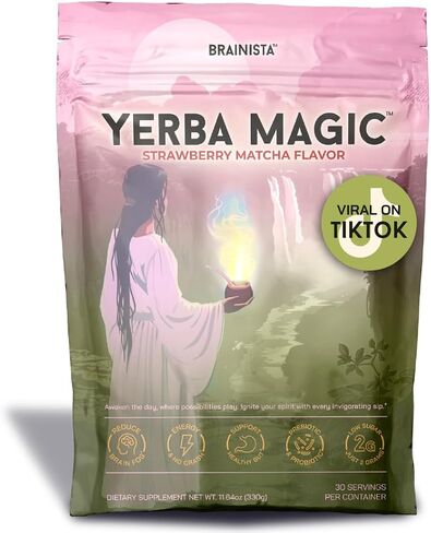 Yerba Mate Instant Tea Powder, 3-in-1 Super Drink - Clean Energy, Brain Fog Buster, and Gut Health Powered by Nootropics, Prebiotics and Probiotics | Yerba Magic Peach Mango 30 Servings in Kuwait