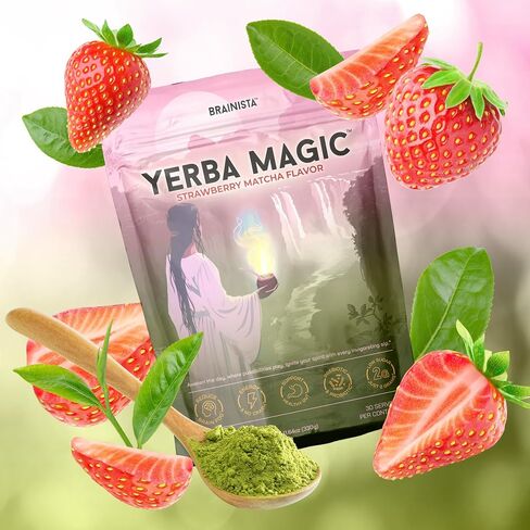 Yerba Mate Instant Tea Powder, 3-in-1 Super Drink - Clean Energy, Brain Fog Buster, and Gut Health Powered by Nootropics, Prebiotics and Probiotics | Yerba Magic Peach Mango 30 Servings in Kuwait