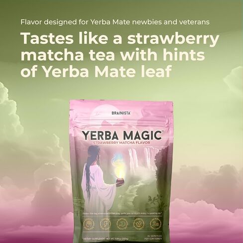 Yerba Mate Instant Tea Powder, 3-in-1 Super Drink - Clean Energy, Brain Fog Buster, and Gut Health Powered by Nootropics, Prebiotics and Probiotics | Yerba Magic Peach Mango 30 Servings in Kuwait