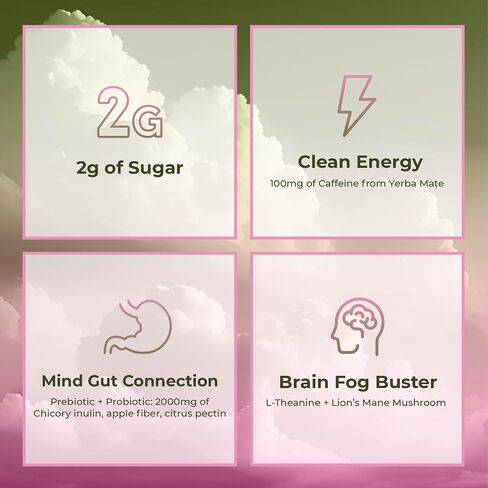 Yerba Mate Instant Tea Powder, 3-in-1 Super Drink - Clean Energy, Brain Fog Buster, and Gut Health Powered by Nootropics, Prebiotics and Probiotics | Yerba Magic Peach Mango 30 Servings in Kuwait