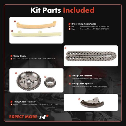 A-Premium 6pcs سلسلة توقيت سلسلة توقيت المحرك W/sprocket & tensioner ودليل متوافق مع Buick ، Oldsmobile & Pontiac-Skylark 1992-1994 ، Achieva 1992-1994 ، Grand AM 1992-1994-SOHC ، L4 2.3L in Saudi Arabia