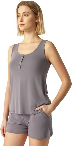 Gys Bamboo Viscose Women's Pajama مجموعات Tank Top مع شورتات 2 قطع صالة in Kuwait