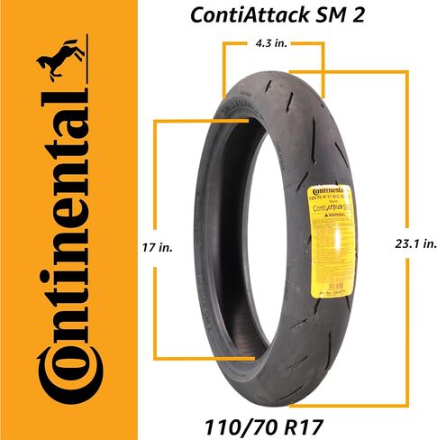 Continental Contiattack SM 2 150/60R17 إطار Supermoto الخلفي 66H-قبضة عالية الأداء ، والاستقرار المحسّن ، والتسخين السريع 150/60-17 in Saudi Arabia