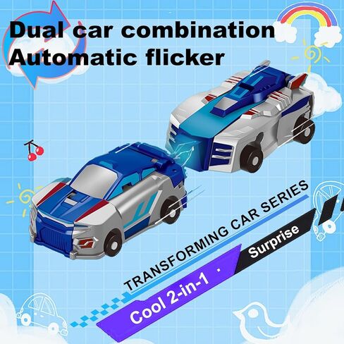 Dinosaur Transformer Car Toy，Automatic Transformer Toy Collision Transforming Car，Cars That Turn Into Dinosaur，for Car Transformer Dinosaur Toys Boys and Girls (Blue Dragon) in Kuwait