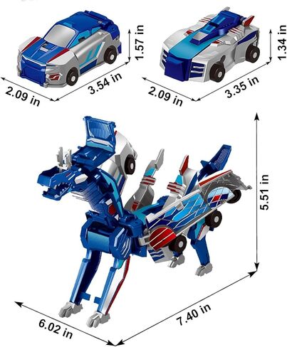 Dinosaur Transformer Car Toy，Automatic Transformer Toy Collision Transforming Car，Cars That Turn Into Dinosaur，for Car Transformer Dinosaur Toys Boys and Girls (Blue Dragon) in Kuwait