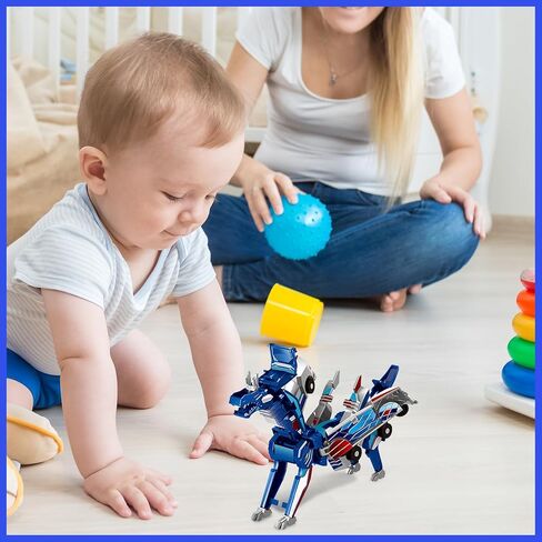 Dinosaur Transformer Car Toy，Automatic Transformer Toy Collision Transforming Car，Cars That Turn Into Dinosaur，for Car Transformer Dinosaur Toys Boys and Girls (Blue Dragon) in Kuwait