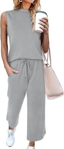 CHICZONE Two Piece Summer Sets for Women Casual Travel Vacation Outfits Wide Leg Crop Pants Lounge Sets in Saudi Arabia