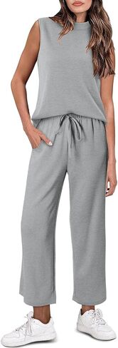 CHICZONE Two Piece Summer Sets for Women Casual Travel Vacation Outfits Wide Leg Crop Pants Lounge Sets in Saudi Arabia