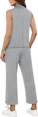 CHICZONE Two Piece Summer Sets for Women Casual Travel Vacation Outfits Wide Leg Crop Pants Lounge Sets in Saudi Arabia