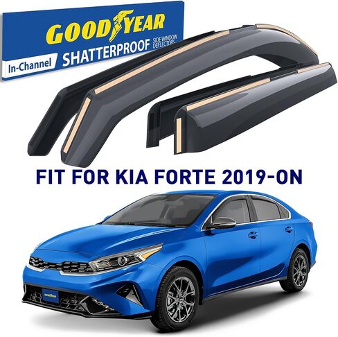 Goodyear Shatterproof in-Channel Window Deflectors for Kia Forte 2019-2025, Rain Guards, Window Visors for Cars, Vent Deflector, Car Accessories, 4 pcs - GY008426 in Saudi Arabia