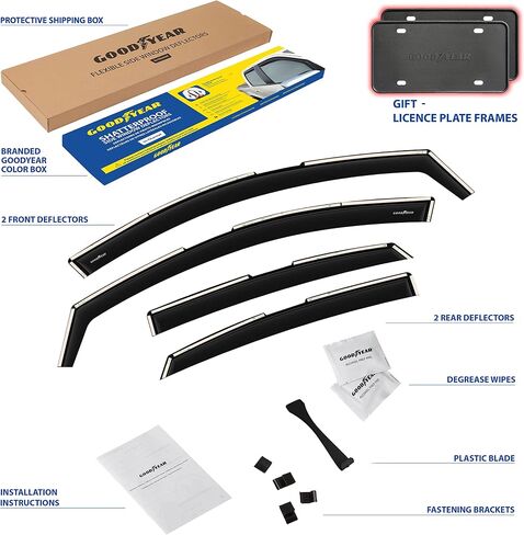 Goodyear Shatterproof in-Channel Window Deflectors for Kia Forte 2019-2025, Rain Guards, Window Visors for Cars, Vent Deflector, Car Accessories, 4 pcs - GY008426 in Saudi Arabia