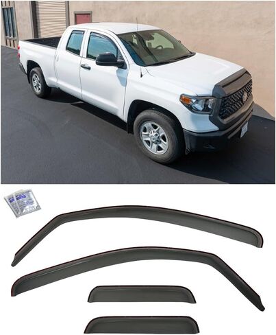 استبدال لنماذج الكابينة المزدوجة 2007-2021 Toyota Tundra | EOS أقنعة الدخان على الطراز القناة الملونين النافذة الجانبية المنحرفات حارس المطر in Saudi Arabia