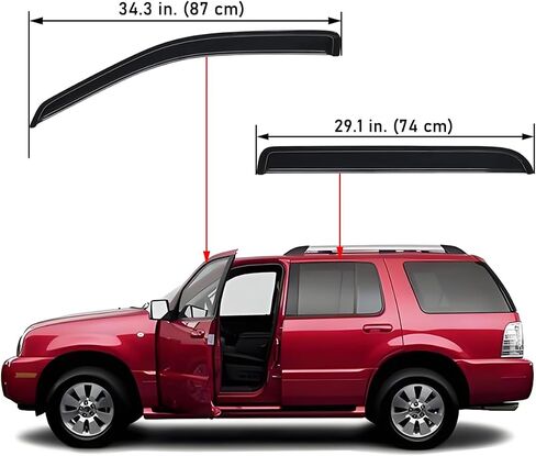 Lightronic Extra Durable Outside Mount Auto Vent Window Visor, Fits 2002-2010 Ford Explorer (4-Door) & Mercury Mountaineer, UV Protection Rain Guard, Original Wind Deflector, Dark Smoke, 4-Pcs in Saudi Arabia